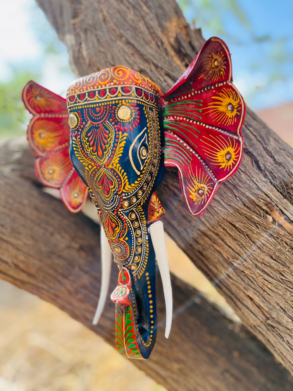 Wall Hanging Elephants -Blue