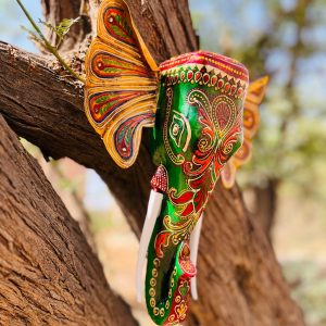 Wall Hanging Elephants - Green - Yellow
