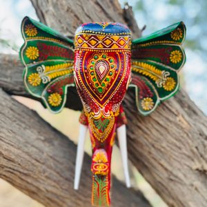Wall Hanging Elephants Red - Green