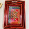 Wooden Tray Antique Red(Set of 3)