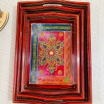 Wooden Tray Antique Red(Set of 3)